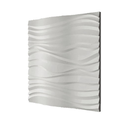Ripple Wall panel featuring wavy, three-dimensional geometric patterns in textured white.